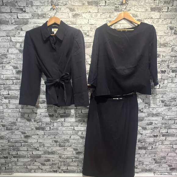 EUC Talbots Navy Blue 3pc Suit Women's Size 14 - Picture 1 of 14